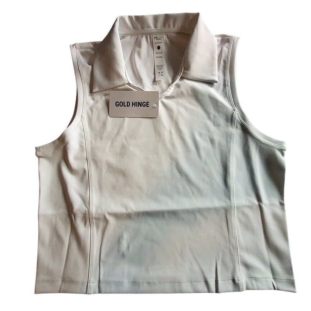 Gold Hinge Ivory Sleeveless Collared Top  Size  XL  80% Polyester 20% Elastane